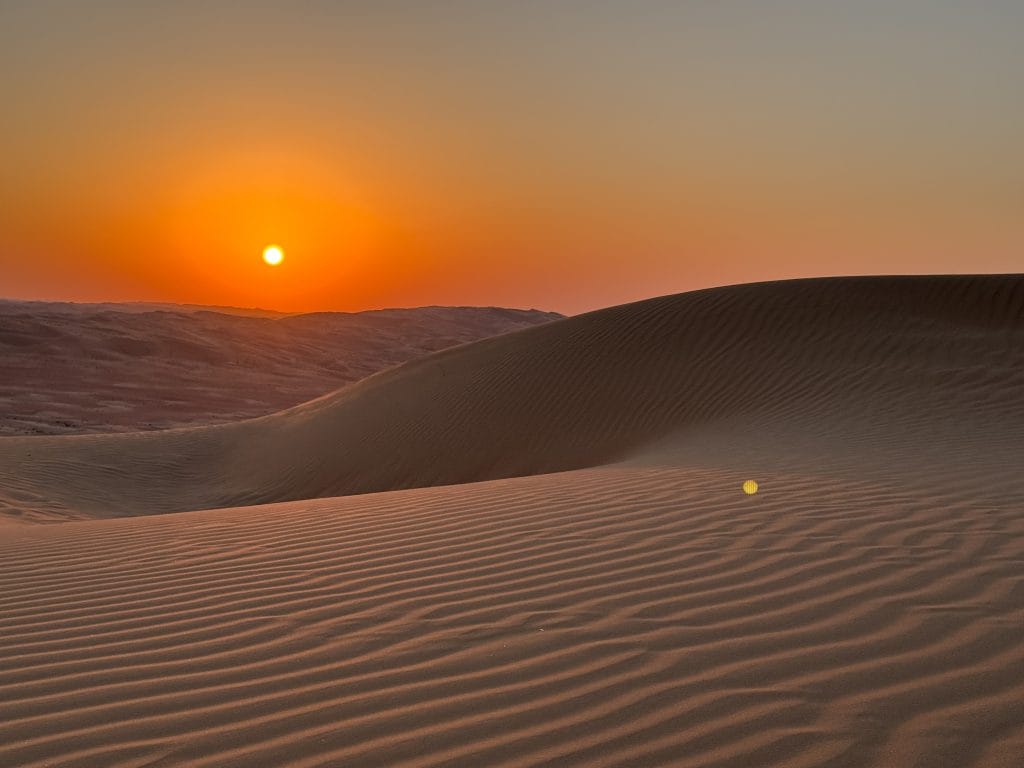 Sunset in desert